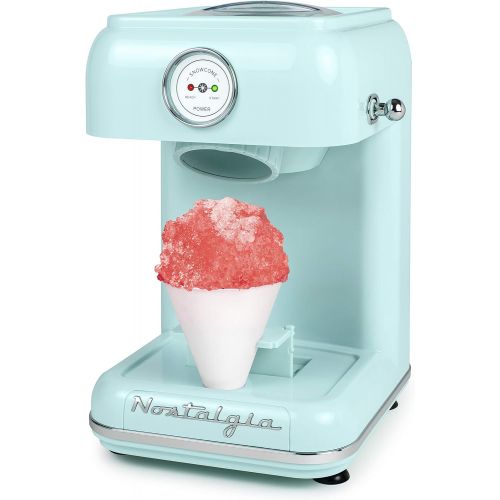  [아마존베스트]Nostalgia CLSC1AQ Classic Retro Single Countertop Snow Cone Maker, Includes 1 Reusable Plastic Cup, Stainless Steel Blades  Aqua