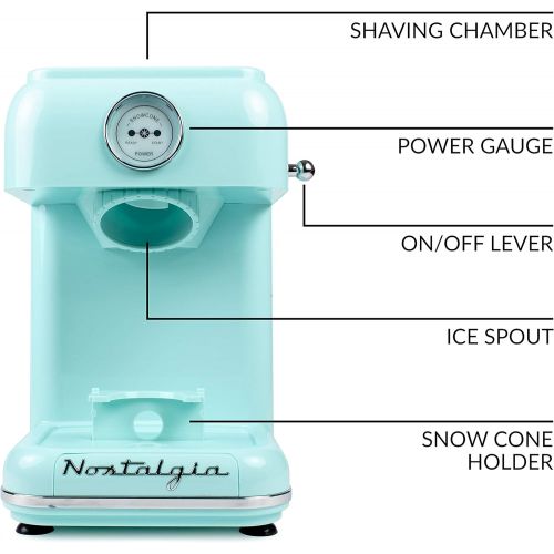  [아마존베스트]Nostalgia CLSC1AQ Classic Retro Single Countertop Snow Cone Maker, Includes 1 Reusable Plastic Cup, Stainless Steel Blades  Aqua