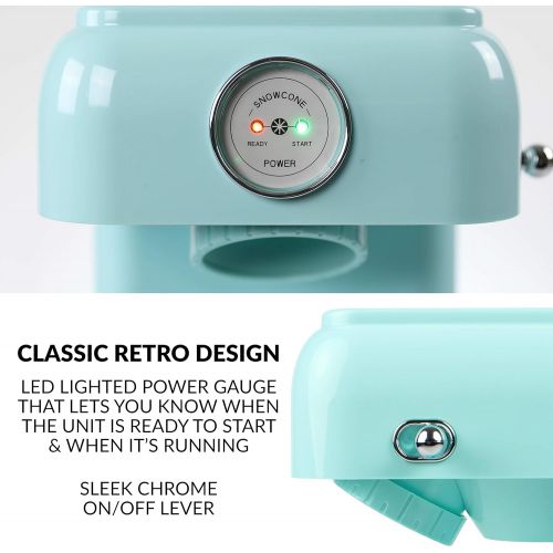  [아마존베스트]Nostalgia CLSC1AQ Classic Retro Single Countertop Snow Cone Maker, Includes 1 Reusable Plastic Cup, Stainless Steel Blades  Aqua