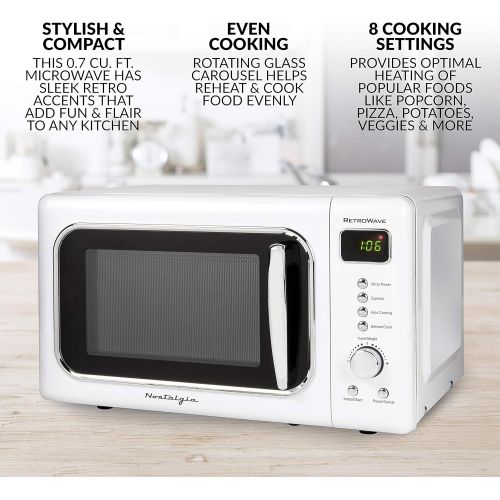  Nostalgia RMO7AQ Retro 0.7 Cubic Foot 700-Watt Countertop Microwave Oven, Aqua