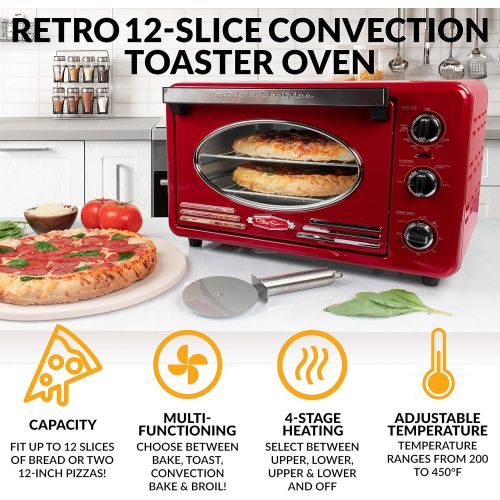  Nostalgia RTOV220AQ Retro 12-Slice Convection Toaster Oven