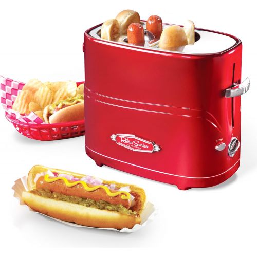  Nostalgia HDT600RETRORED Retro Series Pop-Up Hot Dog Toaster