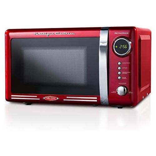  Nostalgia RMO770RED Retro 700-Watt Countertop Microwave Oven, 0.7 Cubic Foot, Red