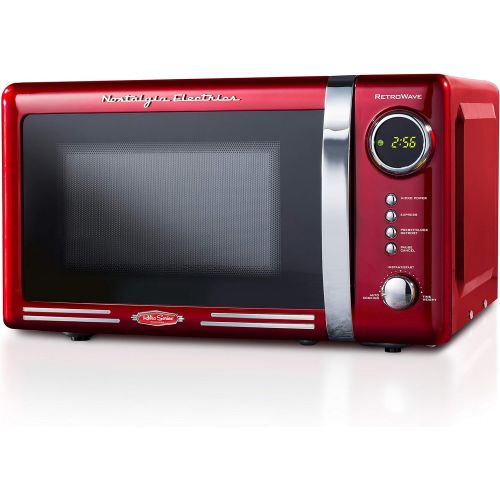  Nostalgia RMO770RED Retro 700-Watt Countertop Microwave Oven, 0.7 Cubic Foot, Red