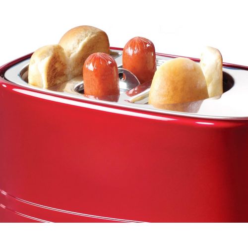  Nostalgia HDT600RETRORED Retro Pop-Up Hot Dog Toaster, Retro Red