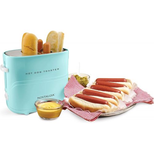  Nostalgia HDT600RETRORED Retro Pop-Up Hot Dog Toaster, Retro Red