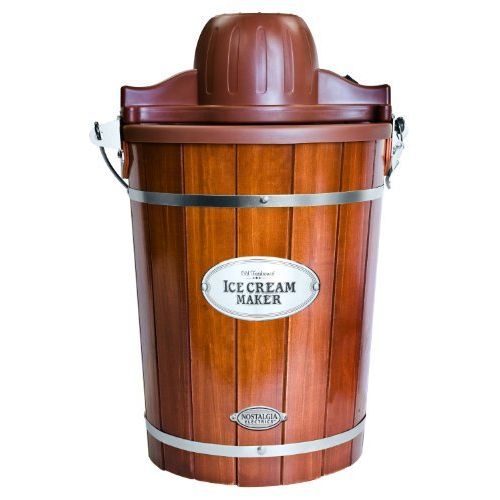  Nostalgia ICMP600WD Vintage Collection 6-Quart Wood Bucket Electric Ice Cream Maker with Easy-Clean Liner by Nostalgia