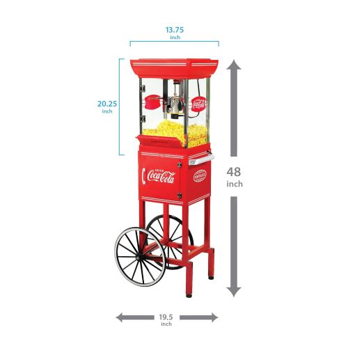  Nostalgia CCP399COKE Coca-Cola 2.5-Ounce Popcorn Cart - 48 Inches Tall