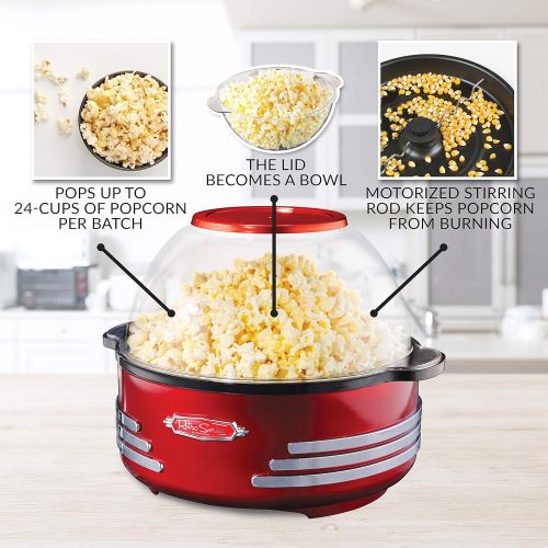  Nostalgia SP300RETRORED 6-Quart Stirring Popcorn Popper