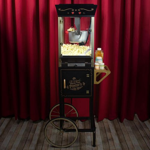  Nostalgia CCP510BK Vintage Popcorn Cart, 8-Ounce, Black