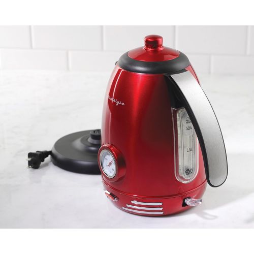  Nostalgia RWK150 Retro 1.7-Liter Stainless Steel Electric Water Kettle with Strix Thermostat
