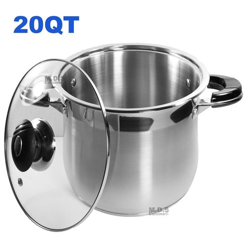  Not Specified 20Qt Stock Pot Stainless Steel Super Double Capsulated Bottom w Glass Lid