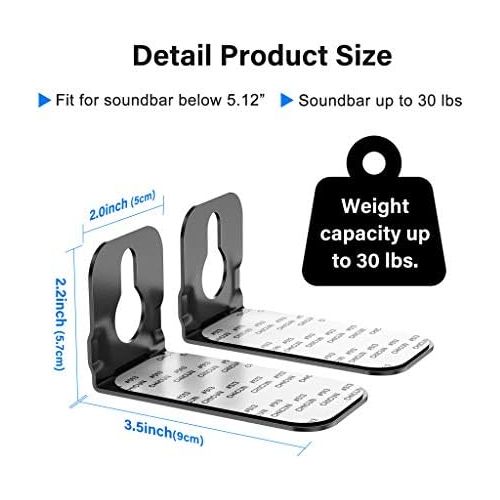  Notiela Universal Sound Bar Mount Brackets Wall Mount Shelf for Samsung, Sony, LG, JBL, Polk Audio, Vizio, Roku, Bose, Onn Soundbar Mount Mounting Bracket