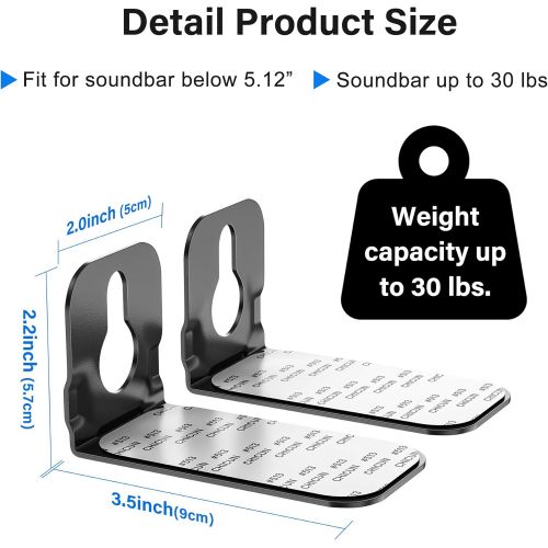  Notiela Universal Sound Bar Mount Brackets Wall Mount Shelf for Samsung, Sony, LG, JBL, Polk Audio, Vizio, Roku, Bose, Onn Soundbar Mount Mounting Bracket