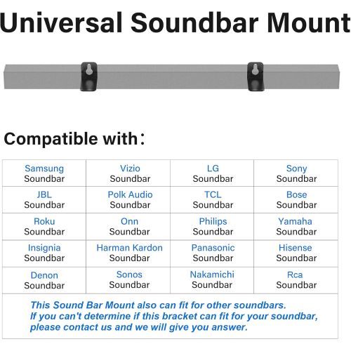  Notiela Universal Soundbar Wall Mount Brackets Floating Shelf for Samsung, Sony, Insignia, Nakamichi, Polk Audio, Vizio, Roku, Bose, Onn Sound Bar Mounts Mounting Bracket Soundbar Mount