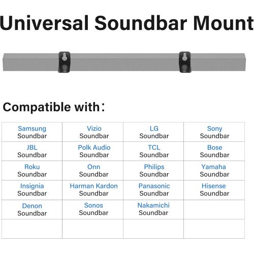  Notiela Universal Sound Bar Mount Brackets Wall Mount Shelf for Samsung, Sony, LG, JBL, Polk Audio, Vizio, Roku, Bose, Onn Soundbar Mount Mounting Bracket