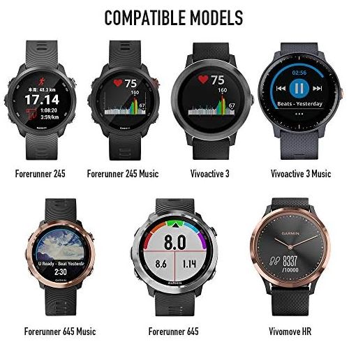  [아마존베스트]NotoCity for Garmin Forerunner 645 Band, 245 Band, 20mm Replacement Strap Soft Silicone for Vivoactive 3 Music Vivomove HR Forerunner 645/245 Music smartwatch