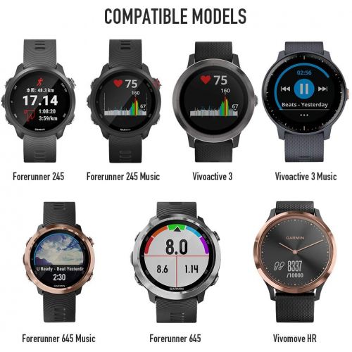  [아마존베스트]NotoCity for Garmin Forerunner 645 Band, 245 Band, 20mm Replacement Strap Soft Silicone for Vivoactive 3 Music Vivomove HR Forerunner 645/245 Music smartwatch