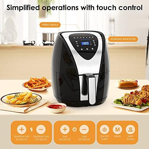  Nouno Hot Air Fryer Set XL Air Fryer with 7 Preset Menus, 4.5 L Capacity 1400 W Hot Air Fryer without Fat and Oil, with GS Certificate and Recipes in German Hot Air Fryer