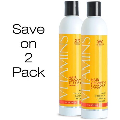  Nourish Beaute SAVE ON 2 PACK of Vitamins Hair Growth Shampoo- Guaranteed Treatment for Thinning Hair- 47% Less Hair Loss and 121% Regrowth in Clinical Trials …