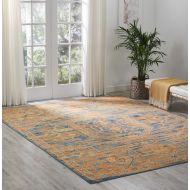 Nourison (PSN07) Passion Modern Traditional Colorful Teal/Sun Orange Area Rug, 8 x 10