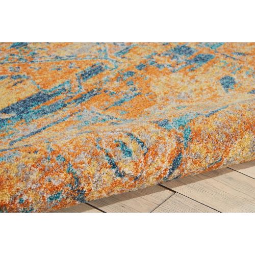  Nourison (PSN07) Passion Modern Traditional Colorful Teal/Sun Orange Area Rug, 8 x 10