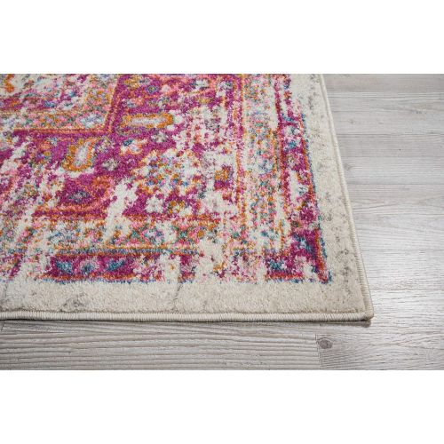  Nourison PSN03 Passion Traditional Bright Colorful Area Rug 8 x 10 IVORY/FUSHIA