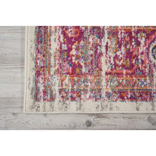  Nourison PSN03 Passion Traditional Bright Colorful Area Rug 8 x 10 IVORY/FUSHIA