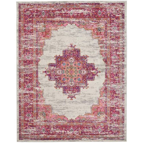  Nourison PSN03 Passion Traditional Bright Colorful Area Rug 8 x 10 IVORY/FUSHIA