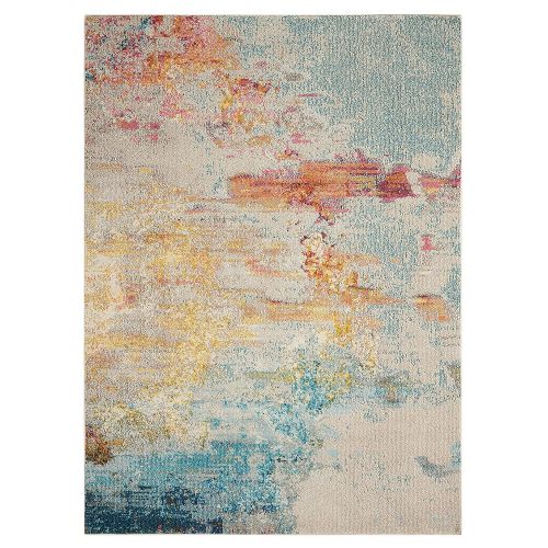  Nourison Celestial Modern Abstract Area Rug, 53 x 73, Multicolor Grey