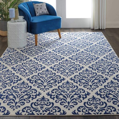  Nourison GRF06 Grafix WhiteBlue Area Rug 6 x 9, 6X9