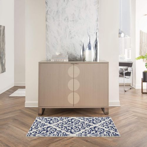  Nourison GRF06 Grafix WhiteBlue Area Rug 6 x 9, 6X9