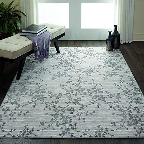  Nourison Urban Chic Grey Modern botanical Area Rug 22 x 73