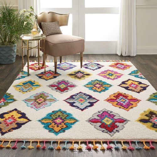  Nourison MCB06 Moroccan Casbah Plush Global IvoryMulticolor Shag Area Rug 67 x 96