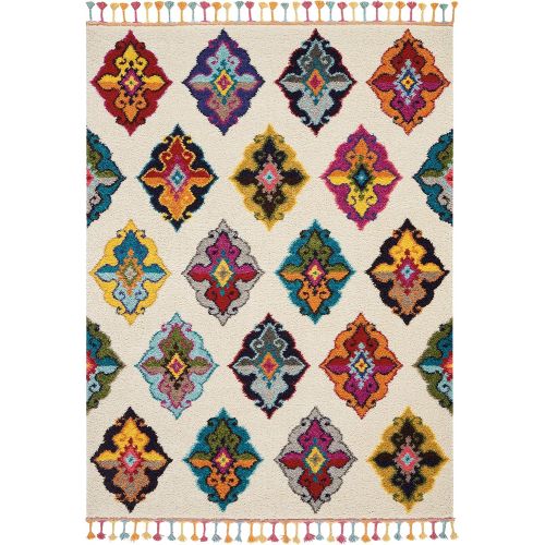  Nourison MCB06 Moroccan Casbah Plush Global IvoryMulticolor Shag Area Rug 67 x 96