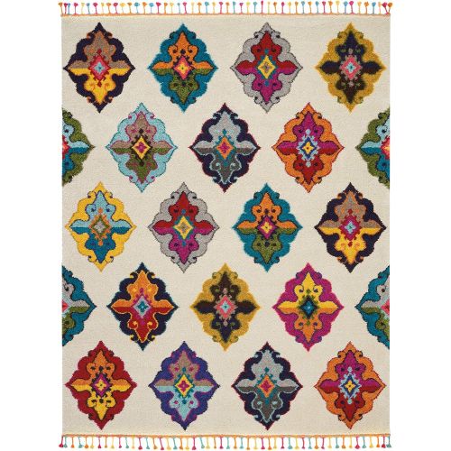  Nourison MCB06 Moroccan Casbah Plush Global IvoryMulticolor Shag Area Rug 67 x 96