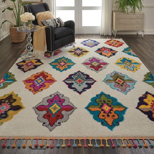  Nourison MCB06 Moroccan Casbah Plush Global IvoryMulticolor Shag Area Rug 67 x 96