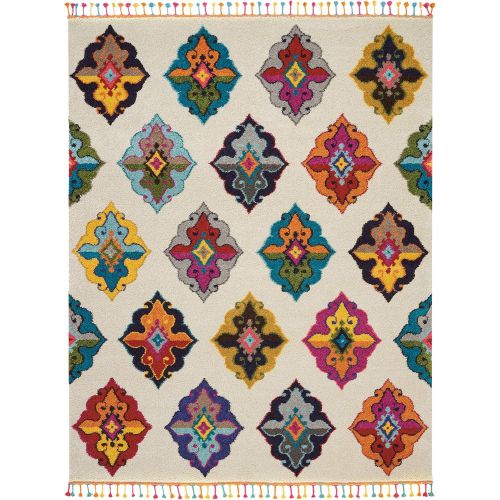  Nourison MCB06 Moroccan Casbah Plush Global IvoryMulticolor Shag Area Rug 67 x 96