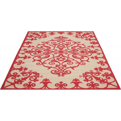  Nourison Aloha (ALH12) Red Rectangle Area Rug, 7-Feet 10-Inches by 10-Feet 6-Inches (710 x 106)