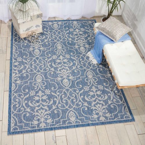  Nourison Garden Party GRD04 Denim IndoorOutdoor Area Rug 5 Feet 3 Inches by 7 Feet 3 Inches, 53X73