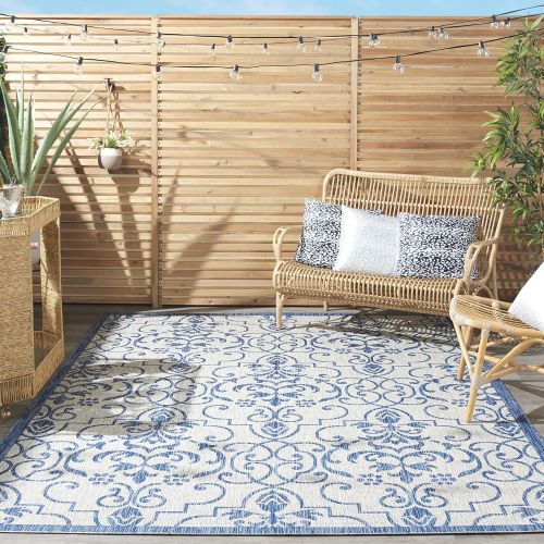  Nourison Garden Party GRD04 Denim IndoorOutdoor Area Rug 5 Feet 3 Inches by 7 Feet 3 Inches, 53X73