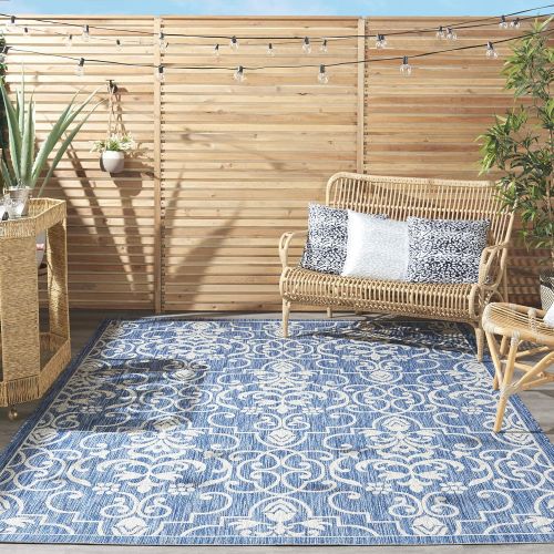  Nourison Garden Party GRD04 Denim IndoorOutdoor Area Rug 5 Feet 3 Inches by 7 Feet 3 Inches, 53X73