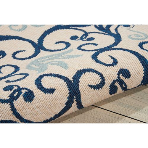  Nourison Caribbean (CRB02) Navy Rectangle Area Rug, 5-Feet 3-Inches by 7-Feet 5-Inches (53 x 75)