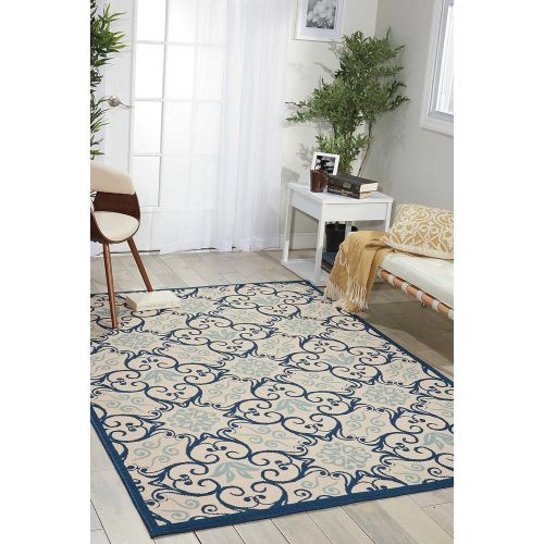  Nourison Caribbean (CRB02) Navy Rectangle Area Rug, 5-Feet 3-Inches by 7-Feet 5-Inches (53 x 75)