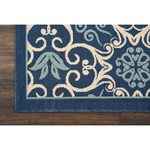  Nourison Caribbean (CRB02) Navy Rectangle Area Rug, 5-Feet 3-Inches by 7-Feet 5-Inches (53 x 75)