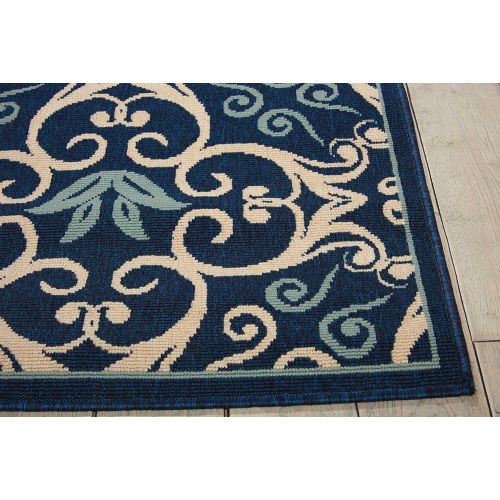  Nourison Caribbean (CRB02) Navy Rectangle Area Rug, 5-Feet 3-Inches by 7-Feet 5-Inches (53 x 75)