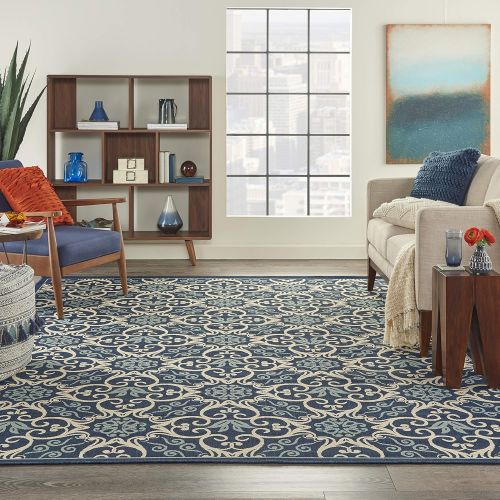  Nourison Caribbean (CRB02) Navy Rectangle Area Rug, 5-Feet 3-Inches by 7-Feet 5-Inches (53 x 75)