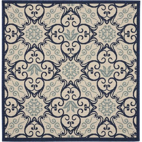  Nourison Caribbean (CRB02) Navy Rectangle Area Rug, 5-Feet 3-Inches by 7-Feet 5-Inches (53 x 75)
