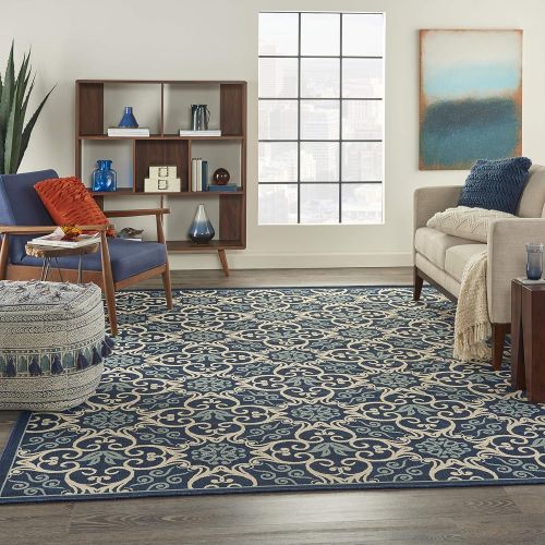  Nourison Caribbean (CRB02) Navy Rectangle Area Rug, 5-Feet 3-Inches by 7-Feet 5-Inches (53 x 75)