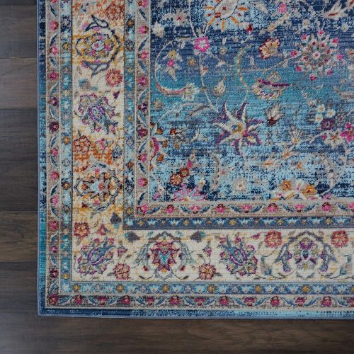  Nourison VKA01 Vintage Kashan Multicolor Oushak Area Rug, 53 X710, Blue